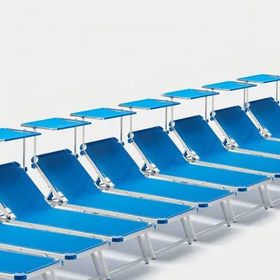Produktbild von 20er Set Nettuno Aluminium Sonnenliegen mit verstellbarem Sonnendach - Blau