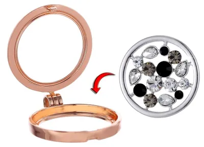 Produktbild von Morella Damen Halskette 70 cm Edelstahl mit Schmuckmünze Zirkonia Coin Anhänger 33 mm roségold