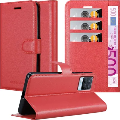 Obrázek produktu pro Cadorabo Case for Realme 8 4G / 8 PRO Protective Cover in Red Pouzdro na mobilní telefon s magnetickým zavíráním