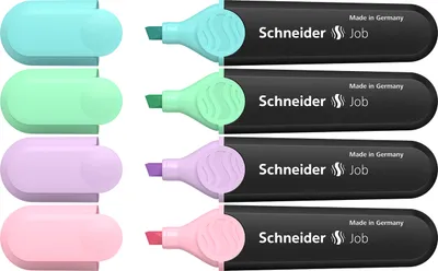 Immagine prodotto di Evidenziatore Schneider Job Pastel 115074, astuccio con 4 colori, (turchese, menta, lilla, rosa)