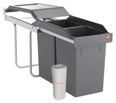 Immagine prodotto di Cestino Hailo 3650103 TA Swing A Tandem 2x 15 litri con rotolo di carta igienica