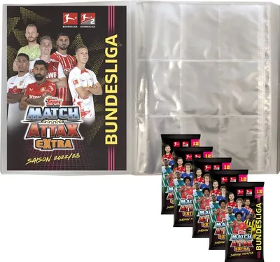 Produktbild von Topps Match Attax EXTRA 2022/23 - 1 Leere Sammelmappe + 5 Booster