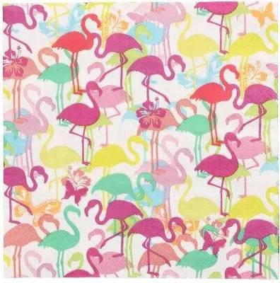 Produktbild von 200 Servietten, 3-lagig 1/4-Falz 33 cm x 33 cm "Flamingoparty"