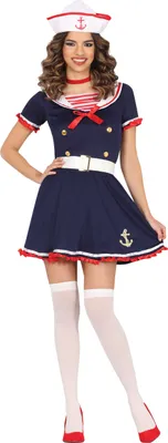 A woman wearing a sailor costume.