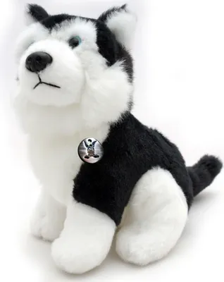 Produktbild von Husky Kuscheltier sitzend 15 cm schwarz-weiß - Hund KIRIMA