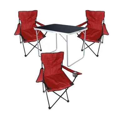 4-tlg Camping Set Gartenmöbel Campingtisch 3 Campingstuhl Klappstuhl
