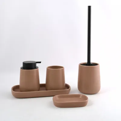 Produktbild von WC-Bürste Keramik Mahagoni 10.4x38.8cm Cappuccino - Toilettenbürste Badezimmer