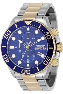 Obrázek produktu pro Invicta Pro Diver 50224 Pánské Hodinky - Quartz Hnutí - Nerezová Ocel s Modrým Ciferníkem - 53 mm