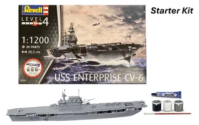 Obrázok produktu pre Revell Starter Kit 1:1200 USS Enterprise CV-6 REV-75824