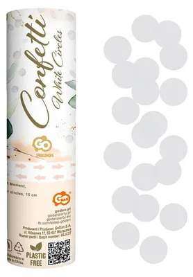 Zdjęcie produktu dla Strzelające konfetti 15 cm - białe kółka