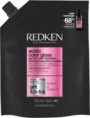 A refill pouch for Redken Acidic Color Gloss Gentle Shampoo.