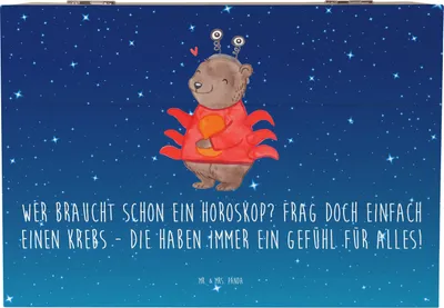 Produktbild von Mr. & Mrs. Panda Box Krebs Gefühl 22 x 15 cm - Sternenhimmel Blau - Geschenk, fotobox, die haben immer ein für alles, Tierkreiszeichen, Schatulle, Holzbox, Einzigartig