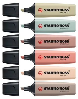 Immagine prodotto di STABILO BOSS NatureColors evidenziatore 6 pz Punta smussata Nero, Bronzo, Marrone, Verde, Grigio, Verde chiaro