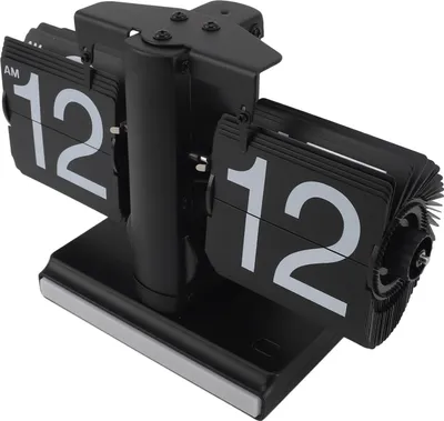 Image de Horloge numérique rétro à bascule Horloge de bureau à bascule alimentée par piles avec lumière d'ambiance LED pour la décoration de la maison et du bureau Tout noir