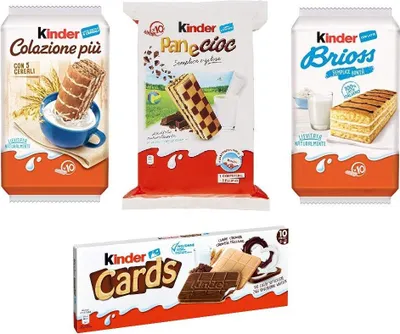 Produktbild von Testpaket Kinder Ferrero Brioss Colazione più Panecioc Brioche Snackkarten