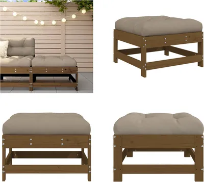 Produktbild von vidaXL Gartenhocker mit Kissen Honigbraun Massivholz Kiefer - Gartenhocker - Terrassenhocker - Outdoor Hocker - Garten Fußhocker