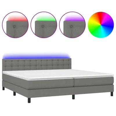 Produktbild von vidaXL Boxspringbett mit Matratze & LED Dunkelgrau 200x200 cm Stoff