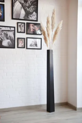 Produktbild von VIVANNO Bodenvase Fiberglas OBELISK Säule, Schwarz matt - 11x11x120 cm
