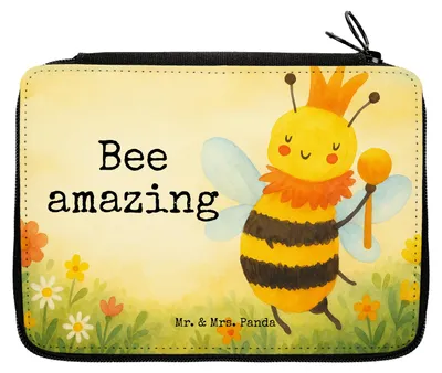 Produktbild von Mr. & Mrs. Panda Federmappe Biene König Design - Weiß - Geschenk, Bleistiftetui, Etui, Federmäppchen, reiseetui, Federtasche