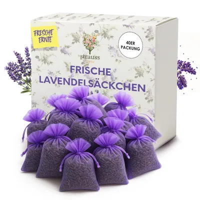 Produktbild von Lavendelsäckchen – Natürlicher Mottenschutz & Duftbeutel mit 6g Getrocknetem Lavendel Pro Säckchen | für Kleiderschrank, Bettwäsche, Kissen 5x7cm 40er