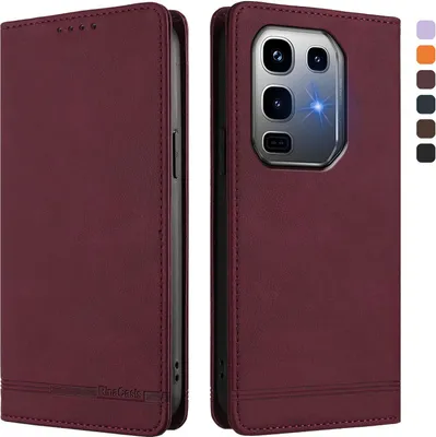 Obrázek produktu pro Pouzdro pro Infinix Note 50 Pro+ 5G, retroPolyuretankožené flip pouzdro s stojánkem a přihrádkami na karty Červený