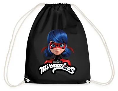 Produktbild von Spreadshirt Miraculous Ladybug Mit Logo Turnbeutel, One size, Schwarz