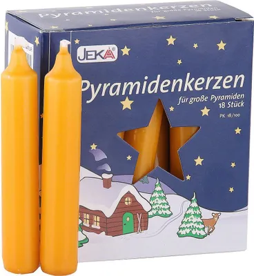 Produktbild von 1 Päckchen - EWA Jeka 18 Pyramidenkerzen - Ø 17 mm Länge 105 mm - 18 / 100 Natur