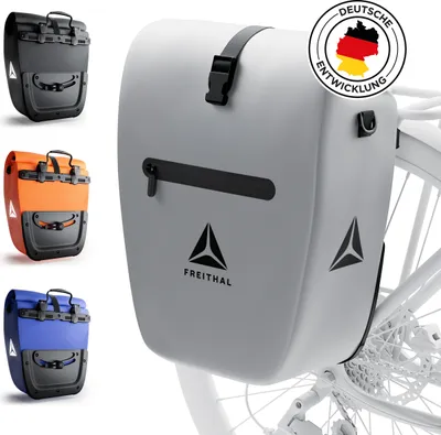 Produktbild von FREITHAL - Vollreflektierende Fahrradtasche für Gepäckträger [27L] - Verwendbar als Gepäckträgertasche & Umhängetasche - 100% wasserdicht