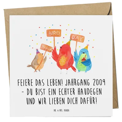 Produktbild von Mr. & Mrs. Panda Grußkarte 2009 Geburtstag - Weiß - Geschenk, Happy Birthday, Jahrestag, faltkarte, Alter, Glückwunsch, Klappkarte, Geburtsjahr, Glückwunschkarte, 14.