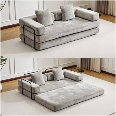 Produktbild von PixelPilot 2-in-1 Schlafsofa, Chenille-Sofa Klappbares, modulares Sofa,Keine Montage erforderlich,Weiches und strapazierfähiges Gäste-Schlafsofa