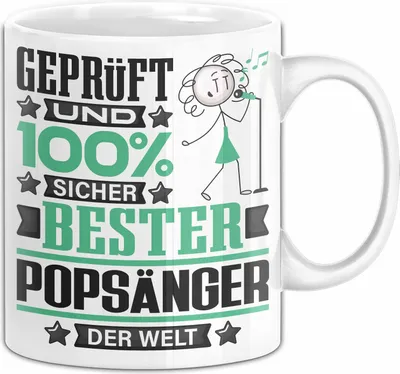 Produktbild von Popsänger Geschenk Lustiger Spruch für Popsänger Geschenkidee Bester Popsänger Der Welt (Weiß)