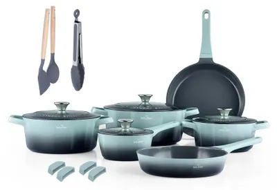 Obrázek produktu pro Sada hrnců 17 kusů Swiss Haus-Geneva, hliník, 16/20/24/28 cm, černá