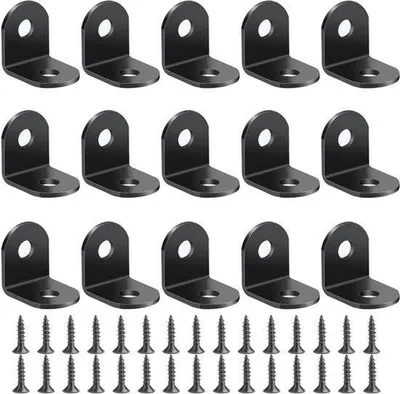 Obrázok produktu pre Rohové spoje pre nábytok, 15 kusov, nerezová oceľ, rohové konzoly, 20 x 20 x 2 mm, s 30 skrutkami pre bezpečnú montáž