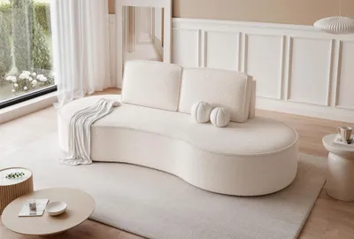 Produktbild von Sofa Designersofa ARLET 3-Sitzer in Stoff Abriamo Creme