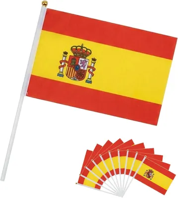 Imagen del producto de Juego de 10 banderas alemanas de poliéster, de 14x21 cm, con asta, para fútbol y celebraciones