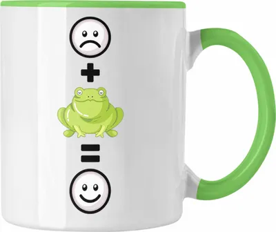 Produktbild von Trendation - Frosch Tasse Geschenk für Frosch-Liebhaber Lustige Geschenkidee :( + Frosch = :) Geburtstag (Grün)