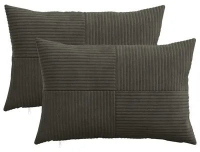 Immagine prodotto di vidaXL, 2 federe per cuscini, modello ALMELO, colore antracite, 50 x 75 cm, materiale: cord