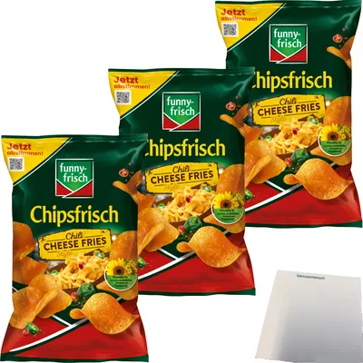 Produktbild von funny-frisch Chili Cheese Fries Style 3er Pack (3x150g Packung) + usy Block