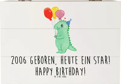 Produktbild von Mr. & Mrs. Panda Truhe 2006 Geburtstag Star 22 x 15 cm - Weiß - Geschenk, kiste holz, Happy Birthday, Geburtstagsgeschenk, Schatzkiste, Glückwunsch, Geburtsjahr, Box