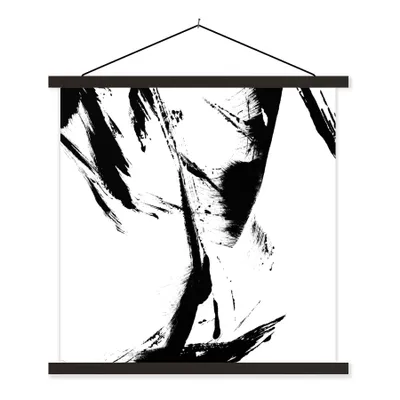 Produktbild von MuchoWow® Textilposter Farbe - Schwarz - Abstrakt 90x90 cm mit schwarzem Rahmen - Magnetisches
