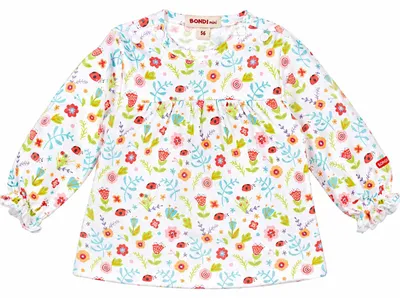 Produktbild von BONDI Langarmshirt "Blümchen und Käfer" 93692 - Weiß / Bunt | Pullover Größe: 68