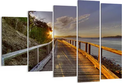 Produktbild von Bild auf Leinwand - Leinwandbild - Fußgängerbrücke Himmel Wasser - 150x100cm - Wand Bild - Wanddeko - Leinwanddruck - Bilder - Kunstdruck - Leinwand bilder - Wandkunst - EG150x100-0125