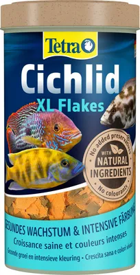 Produktbild von Tetra Cichlid XL Flakes - Fischfutter in Form großer Flocken für größere Cichliden und andere große Zierfische, 10 L Eimer