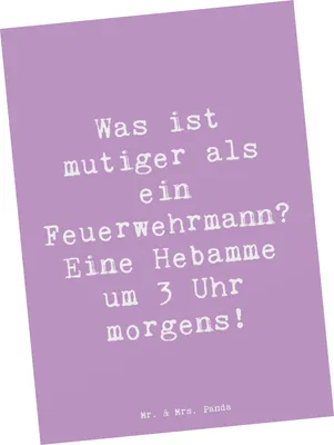 Produktbild von Mr. & Mrs. Panda Grußkarte Spruch Mutige Hebamme - Lavendeltraum - Geschenk, Wertschätzung Hebammenberuf, Ansichtskarte, Geschenke mit Herz, Schwangerschaft, Postkarte