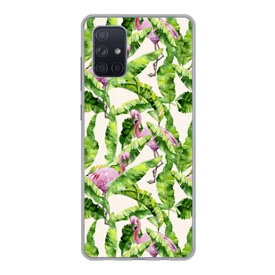 Produktbild von MuchoWow® Handyhülle Schutzhülle Hülle für Samsung Galaxy A51 5G Flamingo - Blätter - Muster Silikon Softcase Handy Hülle - Abbildung