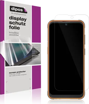 A product shot showing the packaging for a screen protector and the screen protector itself placed on a smartphone.