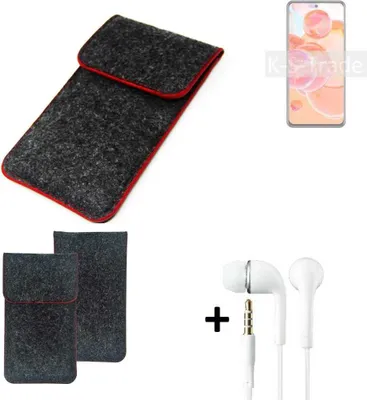 Produktbild von K-S-Trade Handy Schutz Hülle kompatibel mit ZTE Blade V40 Pro Schutzhülle Handyhülle Filztasche Pouch Tasche Case Sleeve Filzhülle dunkelgrau