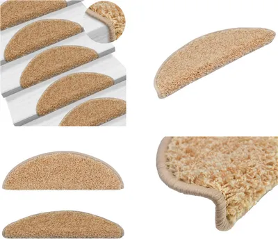 Produktbild von vidaXL Treppenmatten 15 Stk. Creme 56x17x3 cm - Treppenmatte - Treppenmatten - Stufenmatte - Stufenmatten