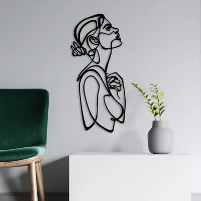 Image de Wallity, Portrait v2, accessoire mural décoratif en métal, 100 % METAL, noir, 70 x 32 cm
