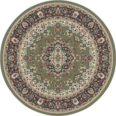 Obrázok produktu pre Unyqoos® Nain Klassik – okrúhly orientálny koberec (vintage), nízky vlas, polypropylén, zelený, priemer 160 cm